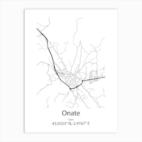 Onate,Spain Minimalist Map Art Print