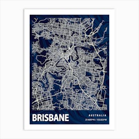 Brisbane Crocus Marble Map Art Print