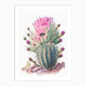 Echinocereus Cactus Pastel Watercolour 1 Art Print