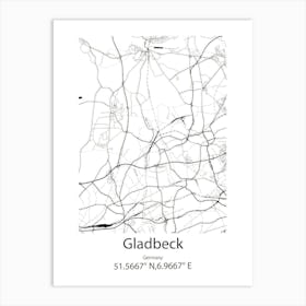 Gladbeck,Germany Minimalist Map Art Print