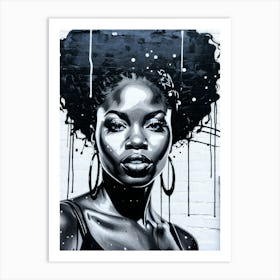 Graffiti Mural Of Beautiful Black Woman 44 Art Print