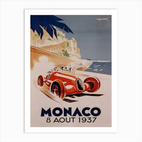 Vintage Monaco 8 Aout 1937 Art Print