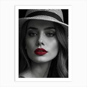 Beautiful Woman In A Hat 1 Art Print