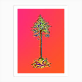 Neon Giant Cabuya Botanical in Hot Pink and Electric Blue n.0141 Art Print