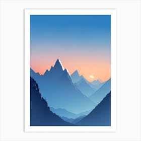 Misty Mountains Vertical Composition In Blue Tone 19 Art Print