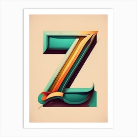 Z, Letter, Alphabet Retro Drawing Art Print
