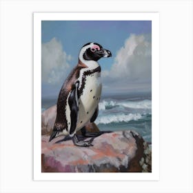 African Penguin Isabela Island Oil Painting 3 Art Print