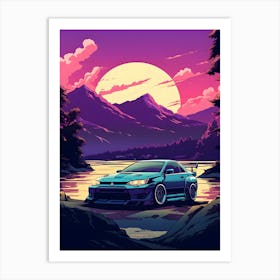 Mitsubishi Lancer Evolution X Ghibli Style Art Print