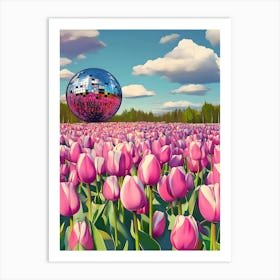 Disco Ball In Tulips Poster