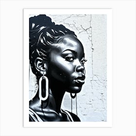 Graffiti Mural Of Beautiful Black Woman 233 Art Print