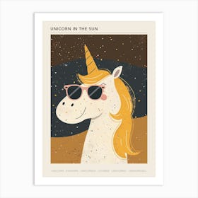 Unicorn With Sunglasses Muted Pastel 2 Poster Art Print