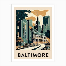 Baltimore Midcentury Travel Poster Art Print