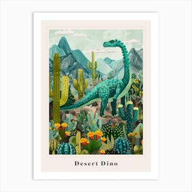 Abstract Dinosaur In The Desert Painting 1 Poster Art Print