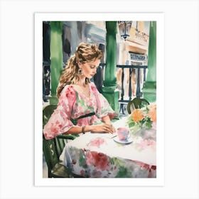 At A Cafe In Granada Spain Watercolour Art Print