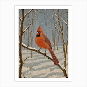 Cardinal In Snow no1 Art Print