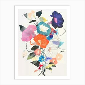 Morning Glory 4 Collage Flower Bouquet Art Print