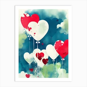 Valentine'S Day Balloons 2 Art Print