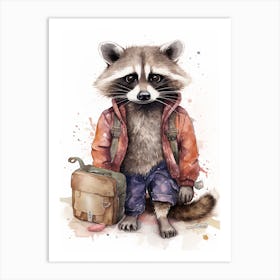 A Urban Raccoon Watercolour Illustration Storybook 2 Art Print
