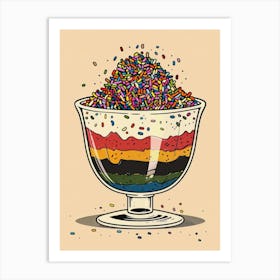 Simplistic Trifle With Sprinkles Graphic Line Illustration 1 Art Print