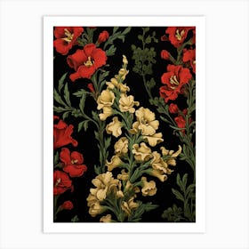 Snapdragon 1 William Morris Style Winter Florals Art Print