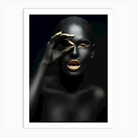 Black Woman With Gold Makeup Art Print