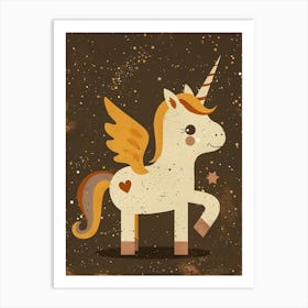 Unicorn Pegasus With Wings Cute Kids Muted Pastel 3 Art Print