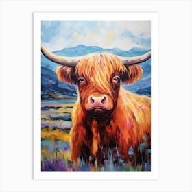Colourful Impressionism Style Painting Of A Highland Cow 4 Art Print