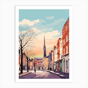 Vintage Winter Travel Illustration Dublin Ireland Art Print