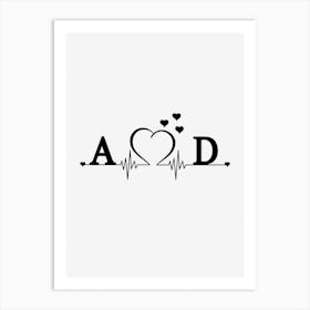 Personalized Couple Name Initial A And D Art Print