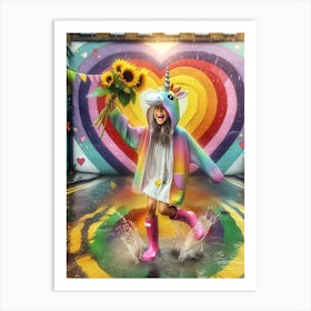 Little Girl In Unicorn Costume Art Print