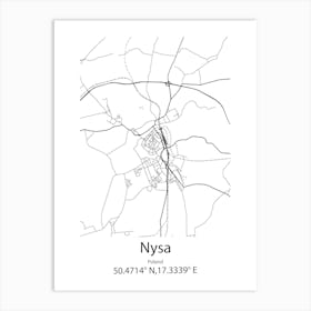 Nysa,Poland Minimalist Map Art Print