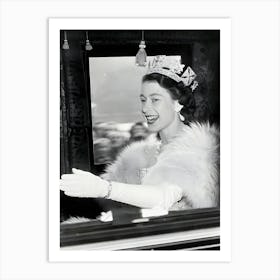 Queen Elizabeth Ii Waving From Coach Art Print