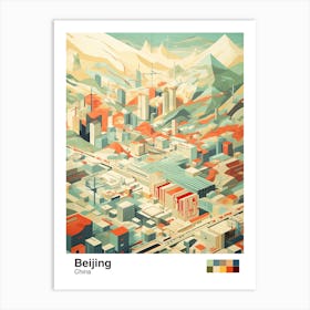 Beijing, China, Geometric Illustration 4 Poster Art Print