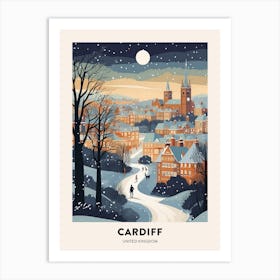 Winter Night  Travel Poster Cardiff United Kingdom 2 Art Print