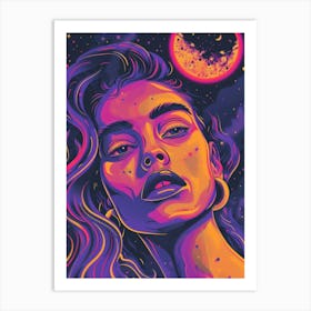 Magical Moon Galatic Spiritual Women Art Print