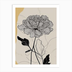 Line Art Marigold Flowers Illustration Neutral 2 Art Print