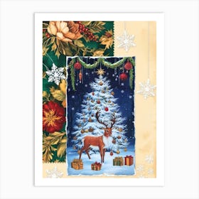 William Morris Christmas Tree With Deer 3 Póster