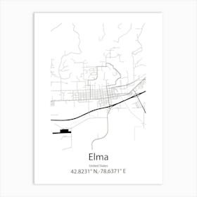 Elma,United States Minimalist Map Art Print