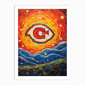 Starry Night And Kansas City Chiefs Van Gogh Art Print