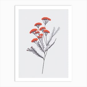 Yarrow Floral Minimal Line Drawing 2 Flower Art Print