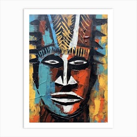 Mysteries Unmasked; African Tribal Tapestry Art Print