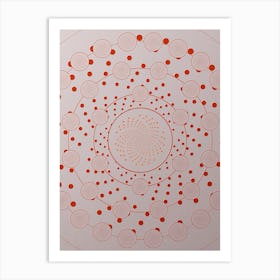 Geometric Abstract Glyph Circle Array in Tomato Red n.0261 Art Print