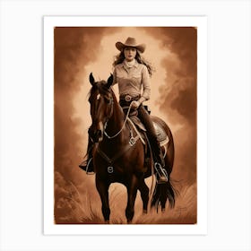 Cowgirl On Horse Vintage Poster 21 Art Print