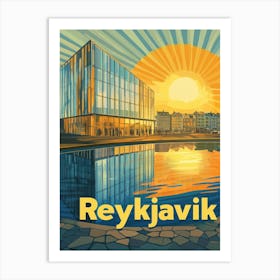 Aihrgdesign A Mid Century Modern Travel Poster For Reykjavik 6 Art Print