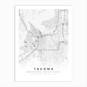 Tacoma Washington USA White Map Poster