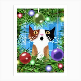 The Cat and the Christmas Tree Art Print