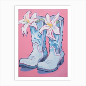 A Painting Of Cowboy Boots With Pink Flowers, Fauvist Style, Still Life 9 Art Print