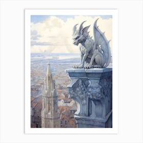 Gargoyle Watercolour In Milan 3 Art Print