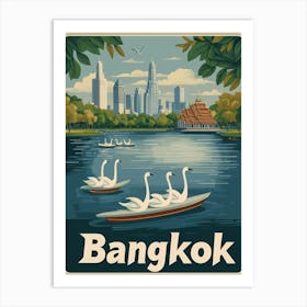 Aihrgdesign A Mid Century Modern Travel Poster For Bangkok 1 Art Print