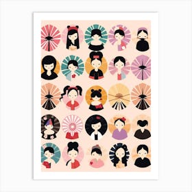 Japanese Fans Sensu Illustration 12 Art Print